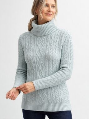 Croft & Barrow Mint Green Cable Knit Turtleneck Sweater XL